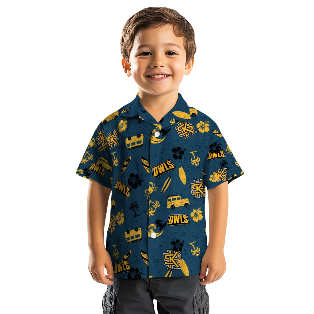 Kennesaw State Owls Hawaiian Shirt - Beach Vibe kennesaw state owls beach vibe navy hawaiian shirts top rated