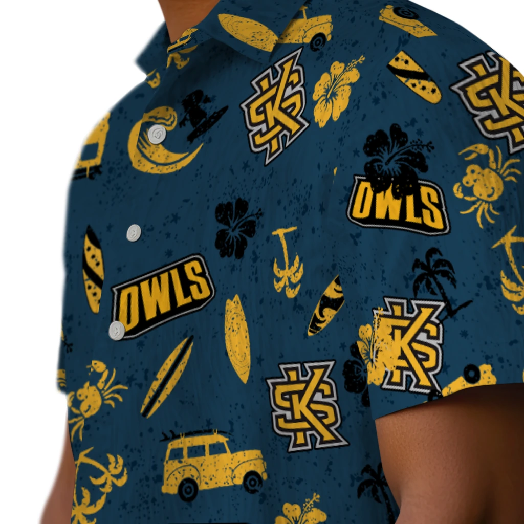Kennesaw State Owls Hawaiian Shirt - Beach Vibe kennesaw state owls beach vibe navy hawaiian shirts trendy