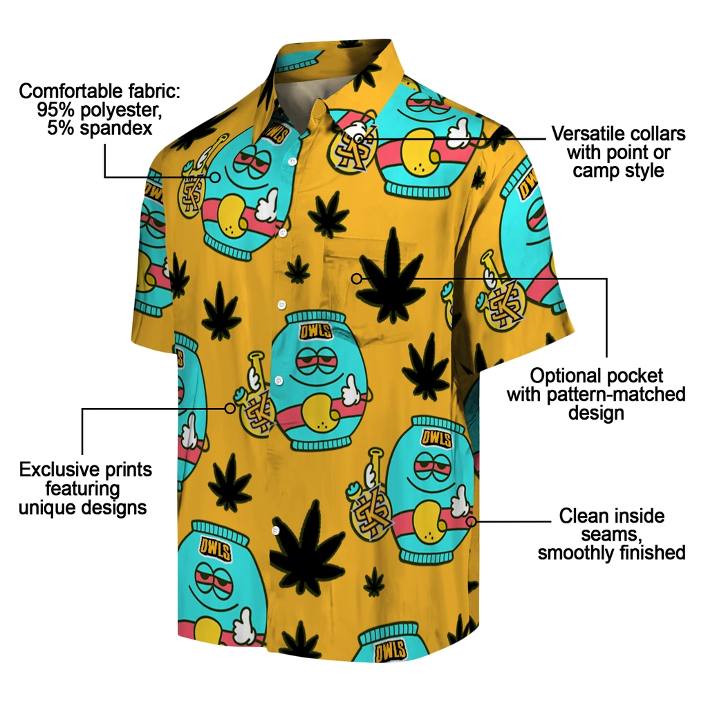 Kennesaw State Owls Hawaiian Shirt - Chill Vibe kennesaw state owls bong smile gold hawaiian shirts new arrival