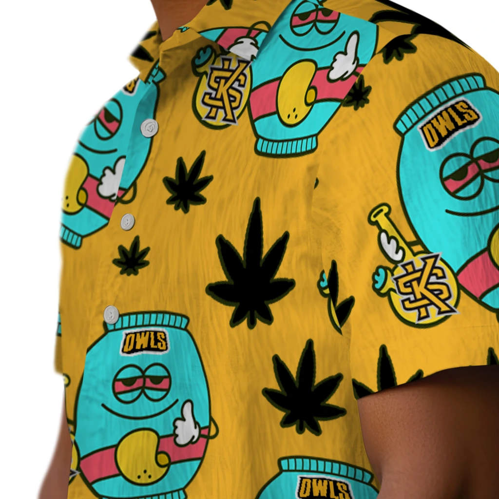 Kennesaw State Owls Hawaiian Shirt - Chill Vibe kennesaw state owls bong smile gold hawaiian shirts trendy