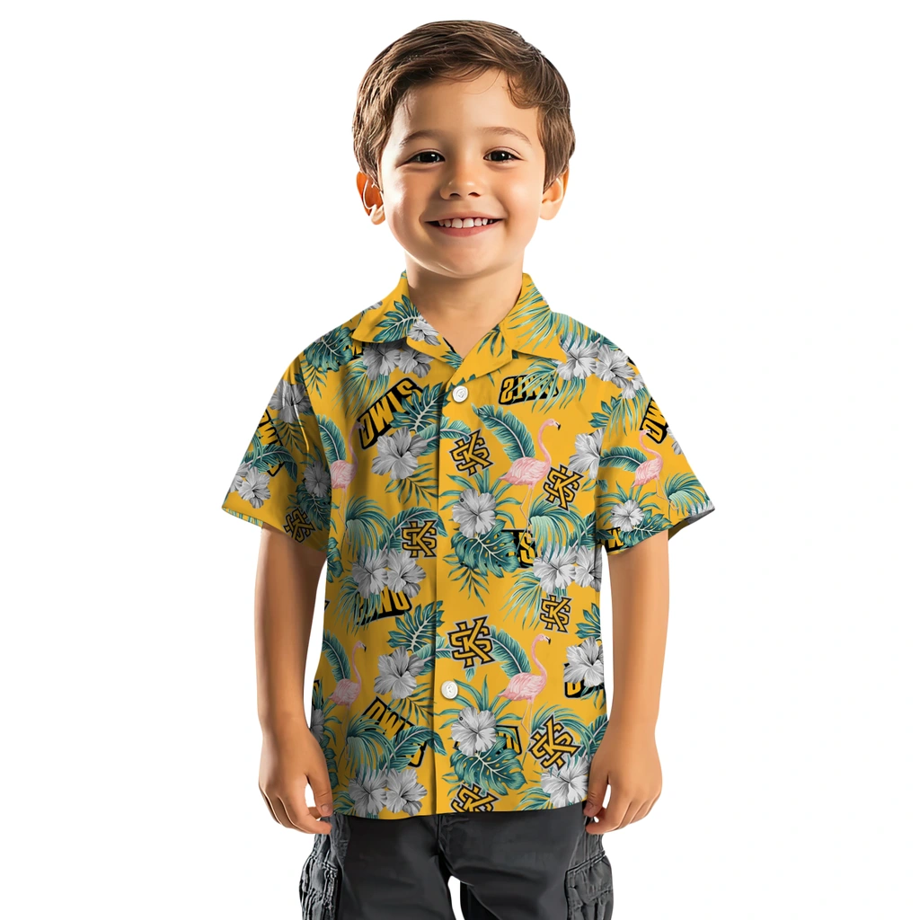 Kennesaw State Owls Hawaiian Shirt - Flamingo and Hibiscus kennesaw state owls flamingo palms gold hawaiian shirts top rated