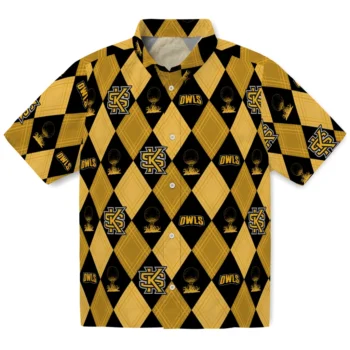 kennesaw state owls balloon plaid gold hawaiian shirts best selling