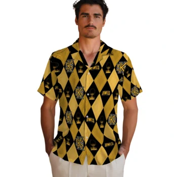 kennesaw state owls balloon plaid gold hawaiian shirts fashion forward