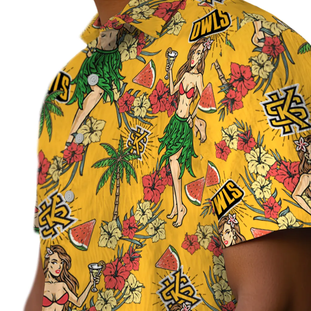 Kennesaw State Owls Hawaiian Shirt - Hawaiian Girls Design kennesaw state owls hawaiian girls design gold hawaiian shirts trendy