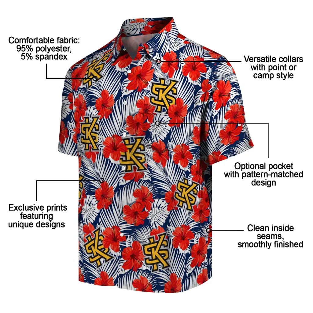 Kennesaw State Owls Hawaiian Shirt - Hibiscus Fiesta kennesaw state owls hibiscus fiesta red royal blue hawaiian shirts new arrival