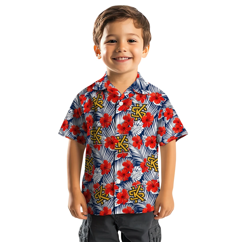 Kennesaw State Owls Hawaiian Shirt - Hibiscus Fiesta kennesaw state owls hibiscus fiesta red royal blue hawaiian shirts top rated