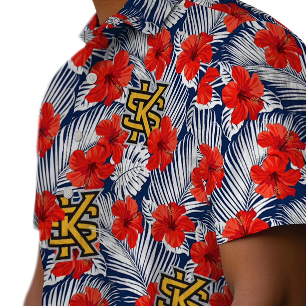 Kennesaw State Owls Hawaiian Shirt - Hibiscus Fiesta kennesaw state owls hibiscus fiesta red royal blue hawaiian shirts trendy