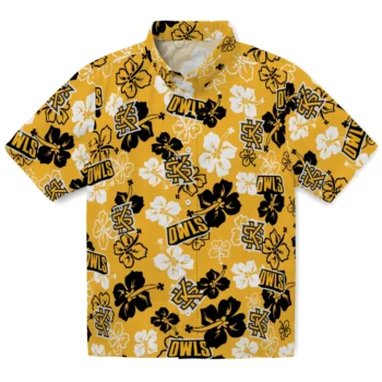 kennesaw state owls hibiscus bloom gold hawaiian shirts best selling