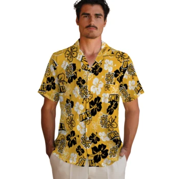 kennesaw state owls hibiscus bloom gold hawaiian shirts fashion forward