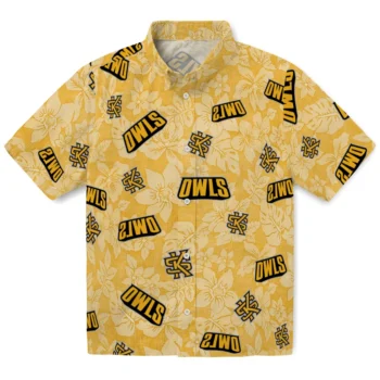 kennesaw state owls hibiscus oasis gold hawaiian shirts best selling