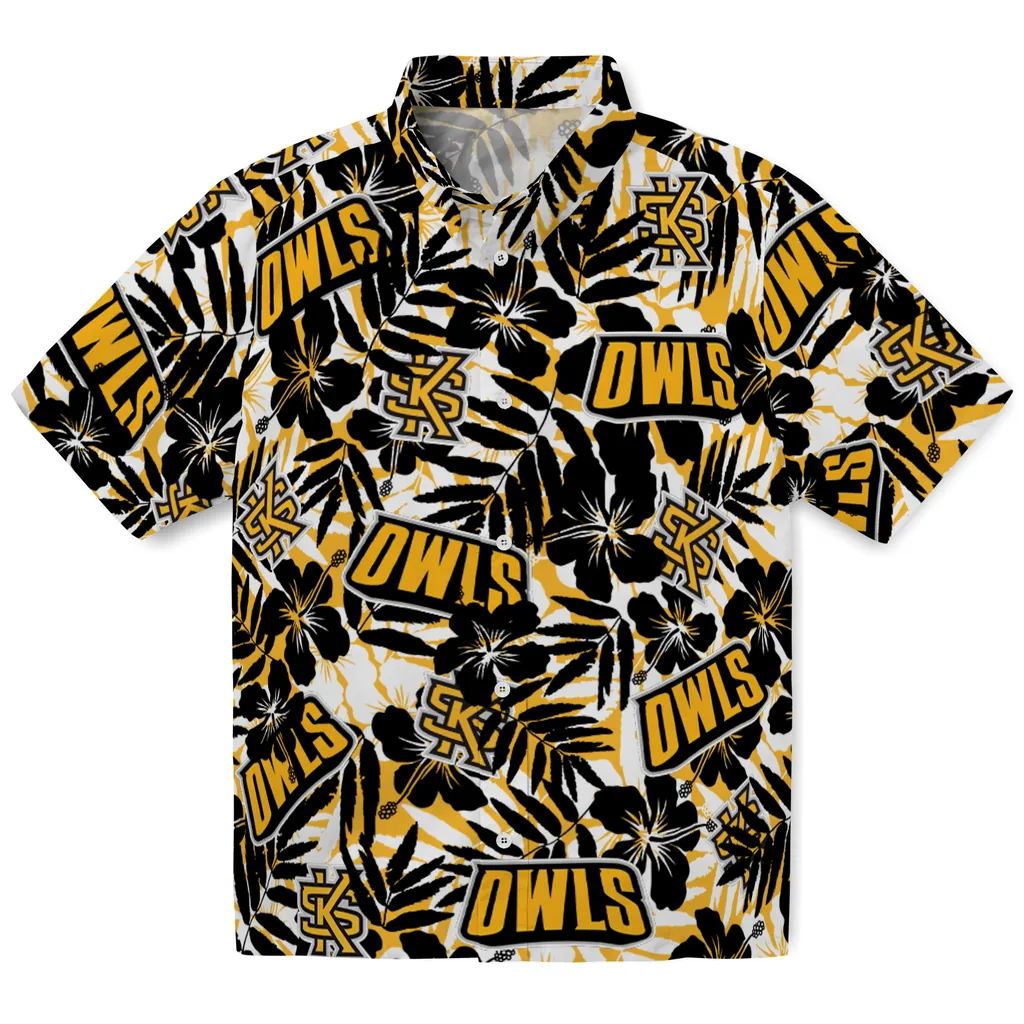 Kennesaw State Owls Hawaiian Shirt - Hibiscus Overlay kennesaw state owls hibiscus overlay hawaiian shirts best selling