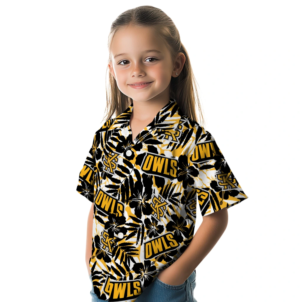Kennesaw State Owls Hawaiian Shirt - Hibiscus Overlay kennesaw state owls hibiscus overlay hawaiian shirts premium grade