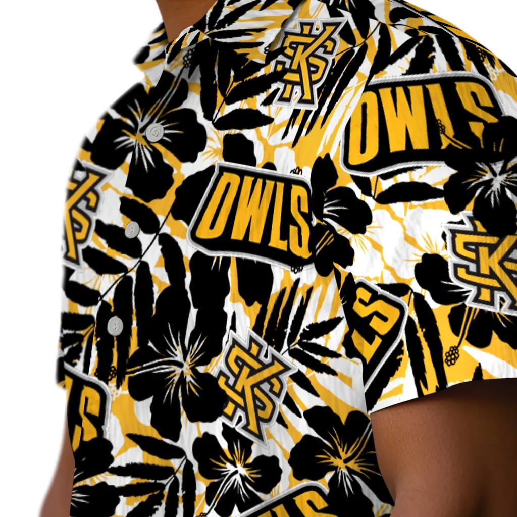 Kennesaw State Owls Hawaiian Shirt - Hibiscus Overlay kennesaw state owls hibiscus overlay hawaiian shirts trendy