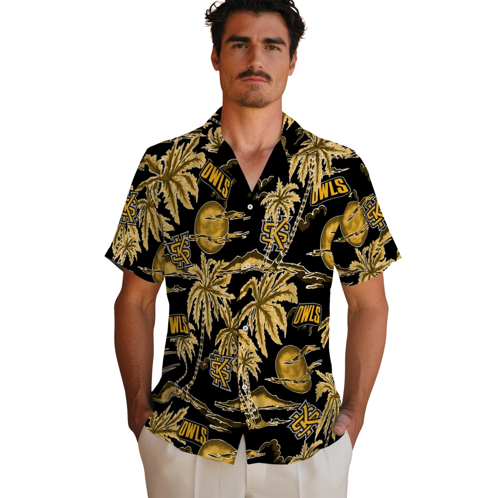 Kennesaw State Owls Hawaiian Shirt - Palm Sunset kennesaw state owls palm sunset hawaiian shirts fashion forward