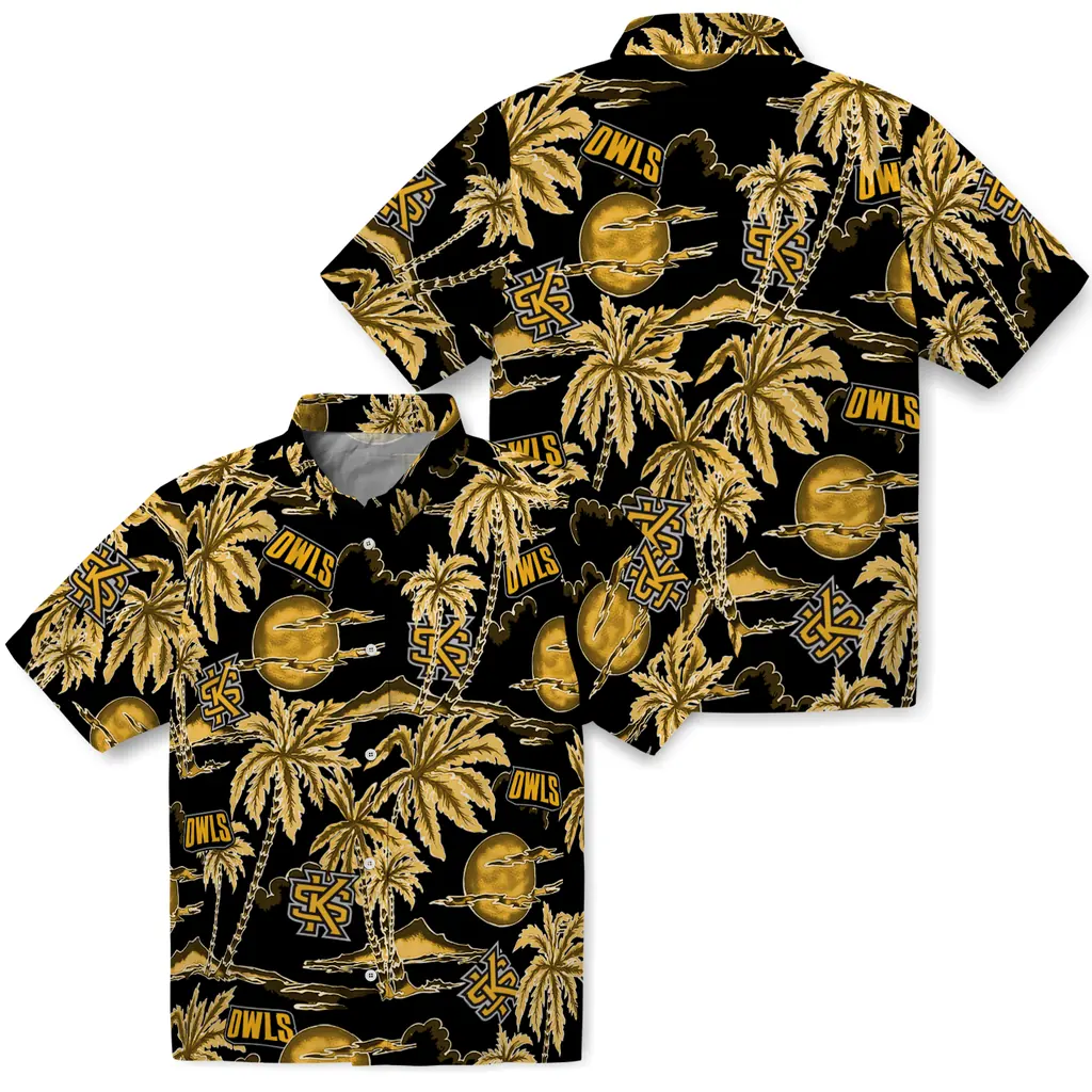 Kennesaw State Owls Hawaiian Shirt - Palm Sunset kennesaw state owls palm sunset hawaiian shirts high quality