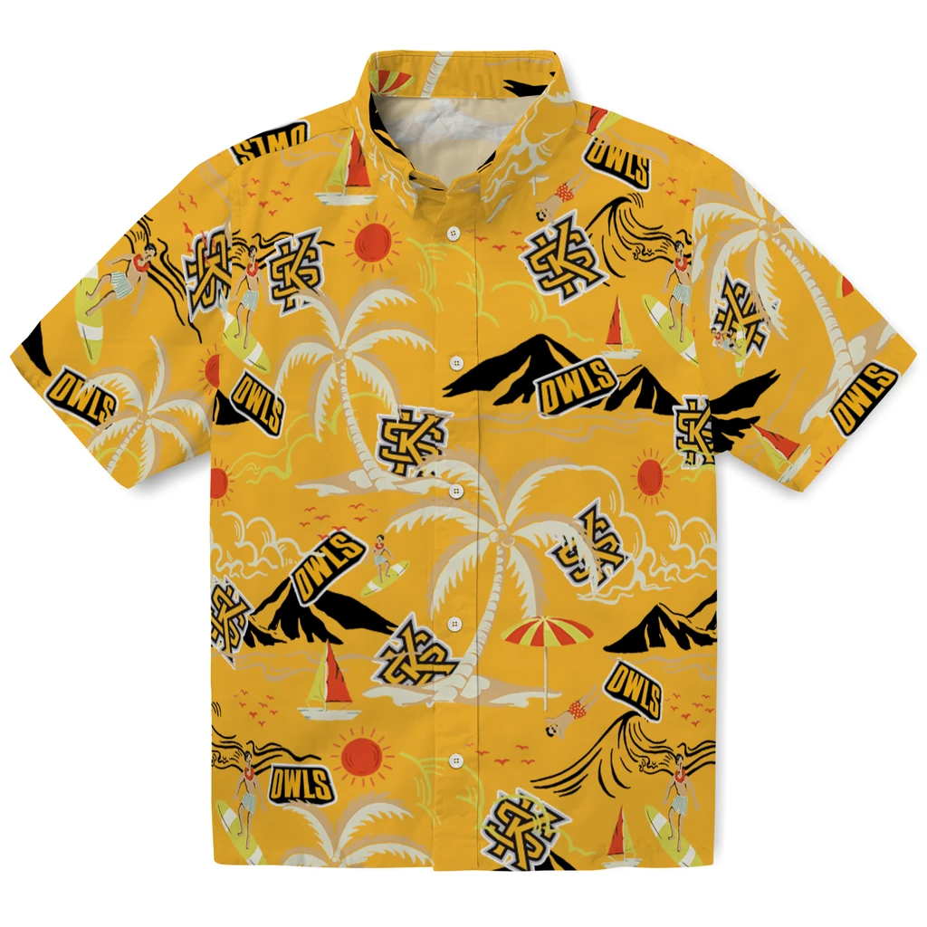 Kennesaw State Owls Hawaiian Shirt - Palm Tree Island kennesaw state owls palm tree island gold hawaiian shirts best selling