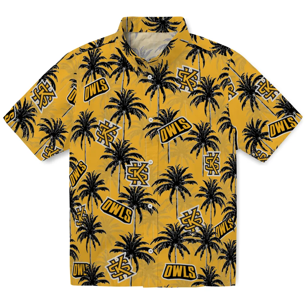 Kennesaw State Owls Hawaiian Shirt - Palm Tree Motif kennesaw state owls palm grove gold hawaiian shirts best selling