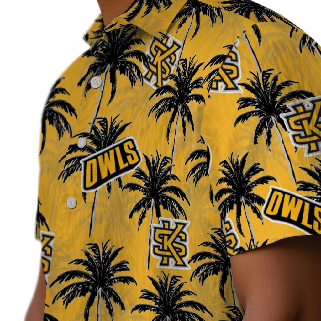 Kennesaw State Owls Hawaiian Shirt - Palm Tree Motif kennesaw state owls palm grove gold hawaiian shirts trendy