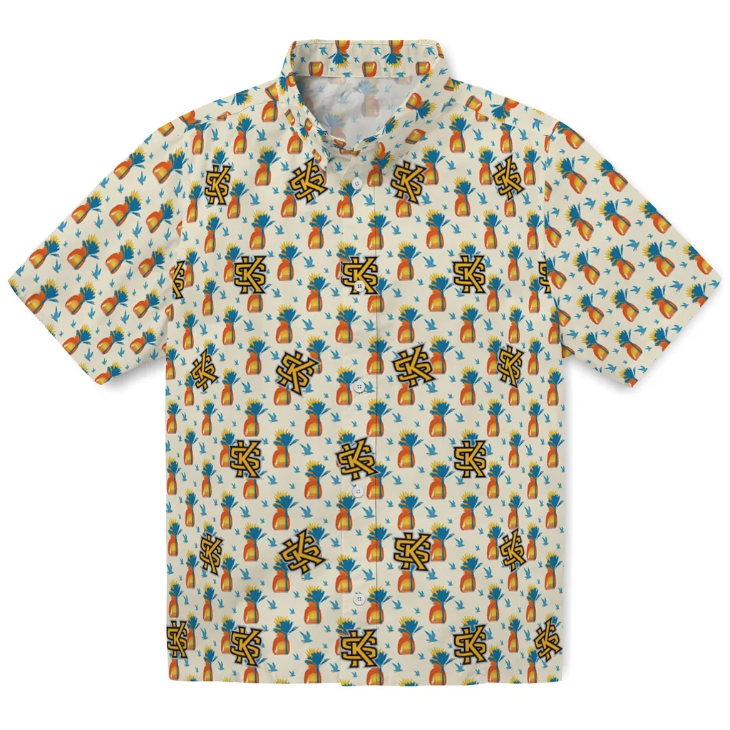 Kennesaw State Owls Hawaiian Shirt - Pineapple Delight kennesaw state owls pineapple delight beige hawaiian shirts best selling
