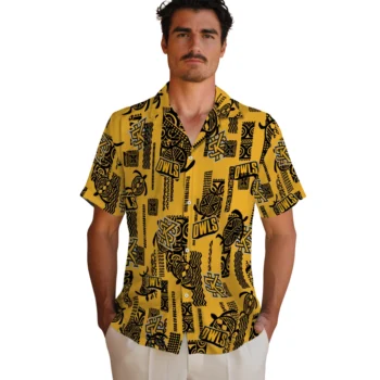 kennesaw state owls turtle lines gold hawaiian shirts fashion forward