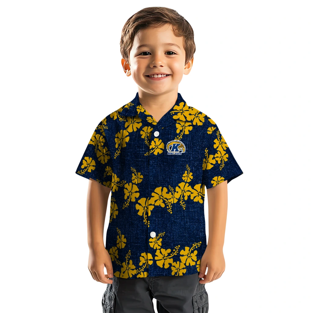Kent State Golden Flashes Hawaiian Shirt - 50th State Flower kent state golden flashes hibiscus petals navy blue hawaiian shirts top rated