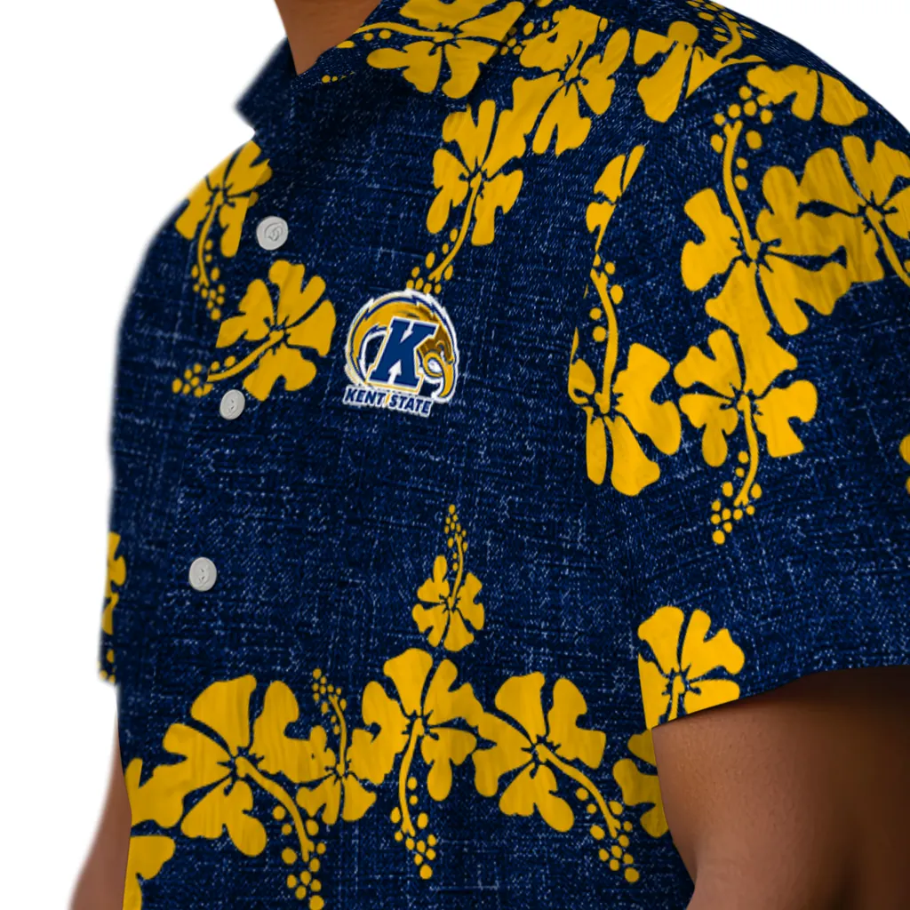 Kent State Golden Flashes Hawaiian Shirt - 50th State Flower kent state golden flashes hibiscus petals navy blue hawaiian shirts trendy