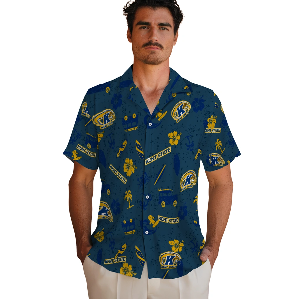 Kent State Golden Flashes Hawaiian Shirt - Beach Vibe kent state golden flashes beach vibe navy hawaiian shirts fashion forward