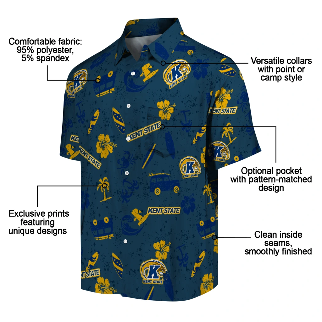 Kent State Golden Flashes Hawaiian Shirt - Beach Vibe kent state golden flashes beach vibe navy hawaiian shirts new arrival