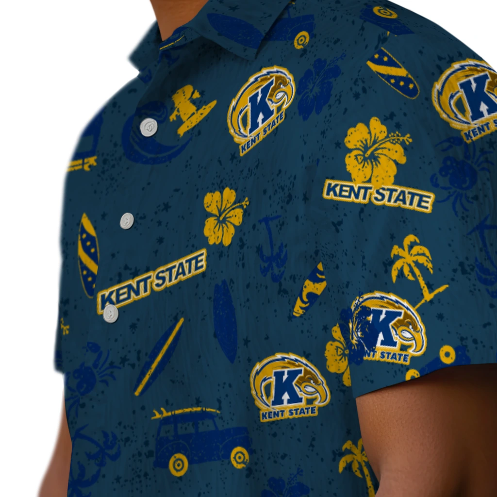 Kent State Golden Flashes Hawaiian Shirt - Beach Vibe kent state golden flashes beach vibe navy hawaiian shirts trendy
