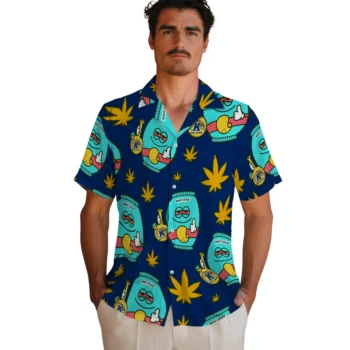 kent state golden flashes bong smile navy blue hawaiian shirts fashion forward