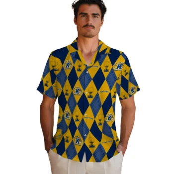 kent state golden flashes balloon plaid navy blue hawaiian shirts fashion forward