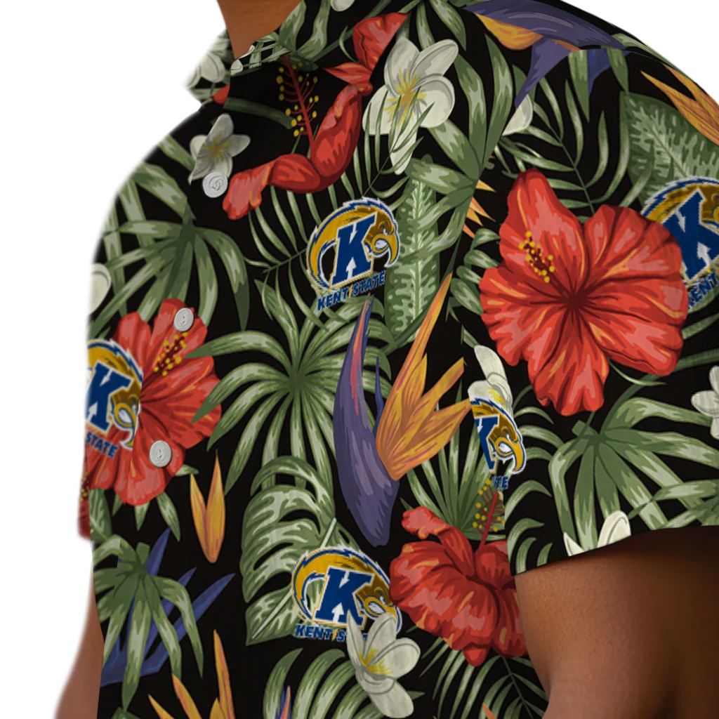 Kent State Golden Flashes Hawaiian Shirt - Hawaii Floral Hibiscus kent state golden flashes hibiscus bird hawaiian shirts trendy