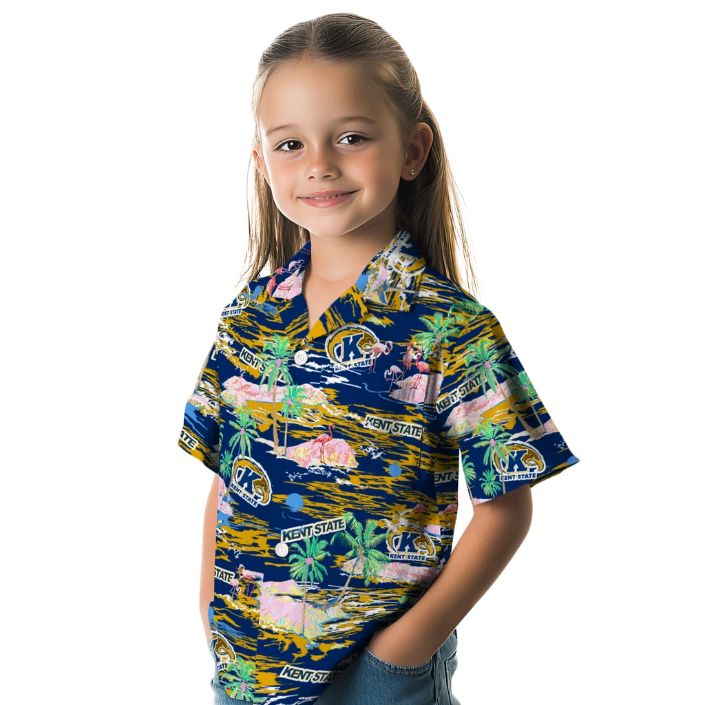 Kent State Golden Flashes Hawaiian Shirt - Hawaii Island kent state golden flashes flamingo retreat navy blue hawaiian shirts premium grade