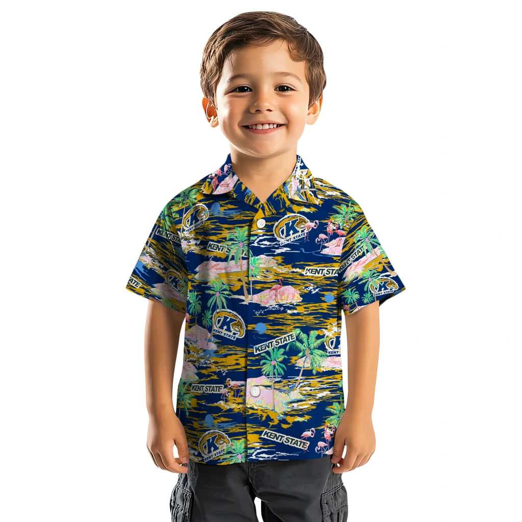 Kent State Golden Flashes Hawaiian Shirt - Hawaii Island kent state golden flashes flamingo retreat navy blue hawaiian shirts top rated