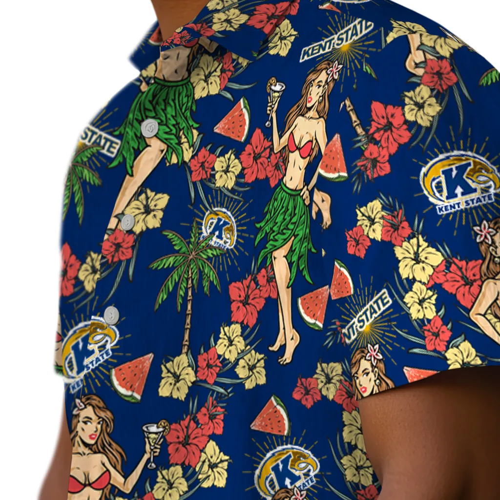 Kent State Golden Flashes Hawaiian Shirt - Hawaiian Girls Design kent state golden flashes hawaiian girls design navy blue hawaiian shirts trendy