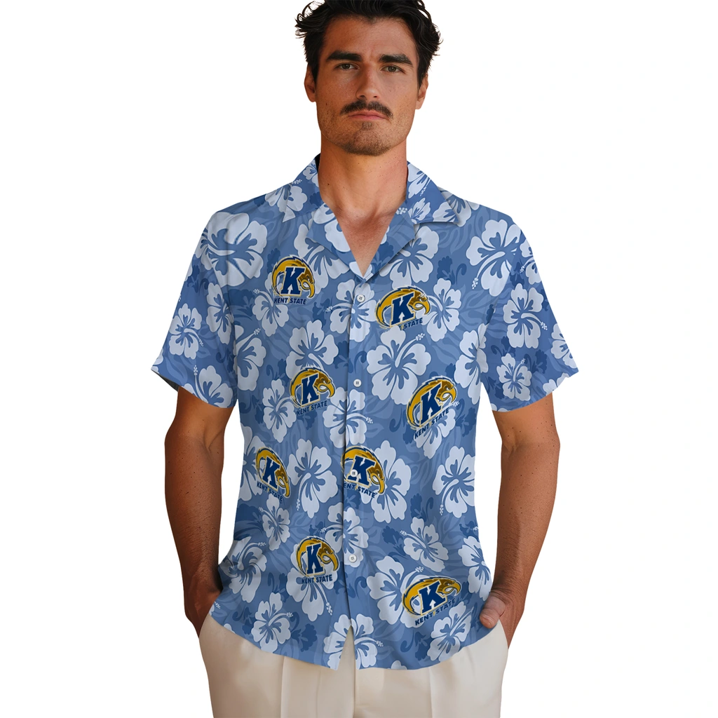 Kent State Golden Flashes Hawaiian Shirt - Hibiscus Cluster kent state golden flashes hibiscus cluster navy blue hawaiian shirts fashion forward