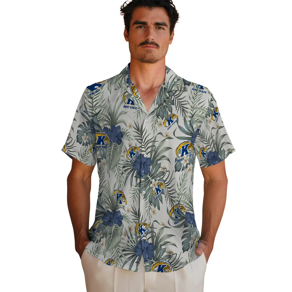 Kent State Golden Flashes Hawaiian Shirt - Hibiscus Designs kent state golden flashes hibiscus designs beige hawaiian shirts fashion forward