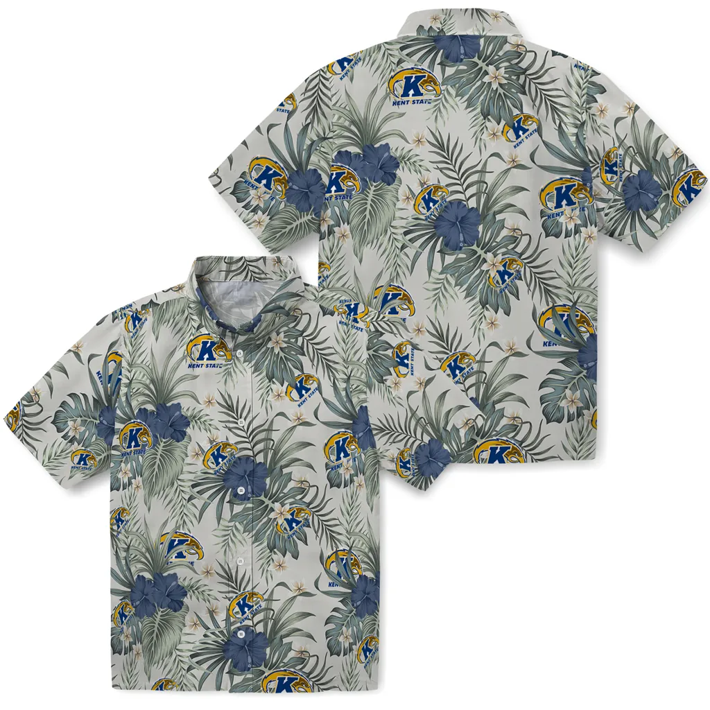 Kent State Golden Flashes Hawaiian Shirt - Hibiscus Designs kent state golden flashes hibiscus designs beige hawaiian shirts high quality