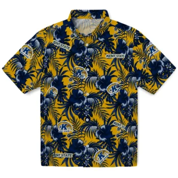 kent state golden flashes hibiscus exotic navy blue hawaiian shirts best selling