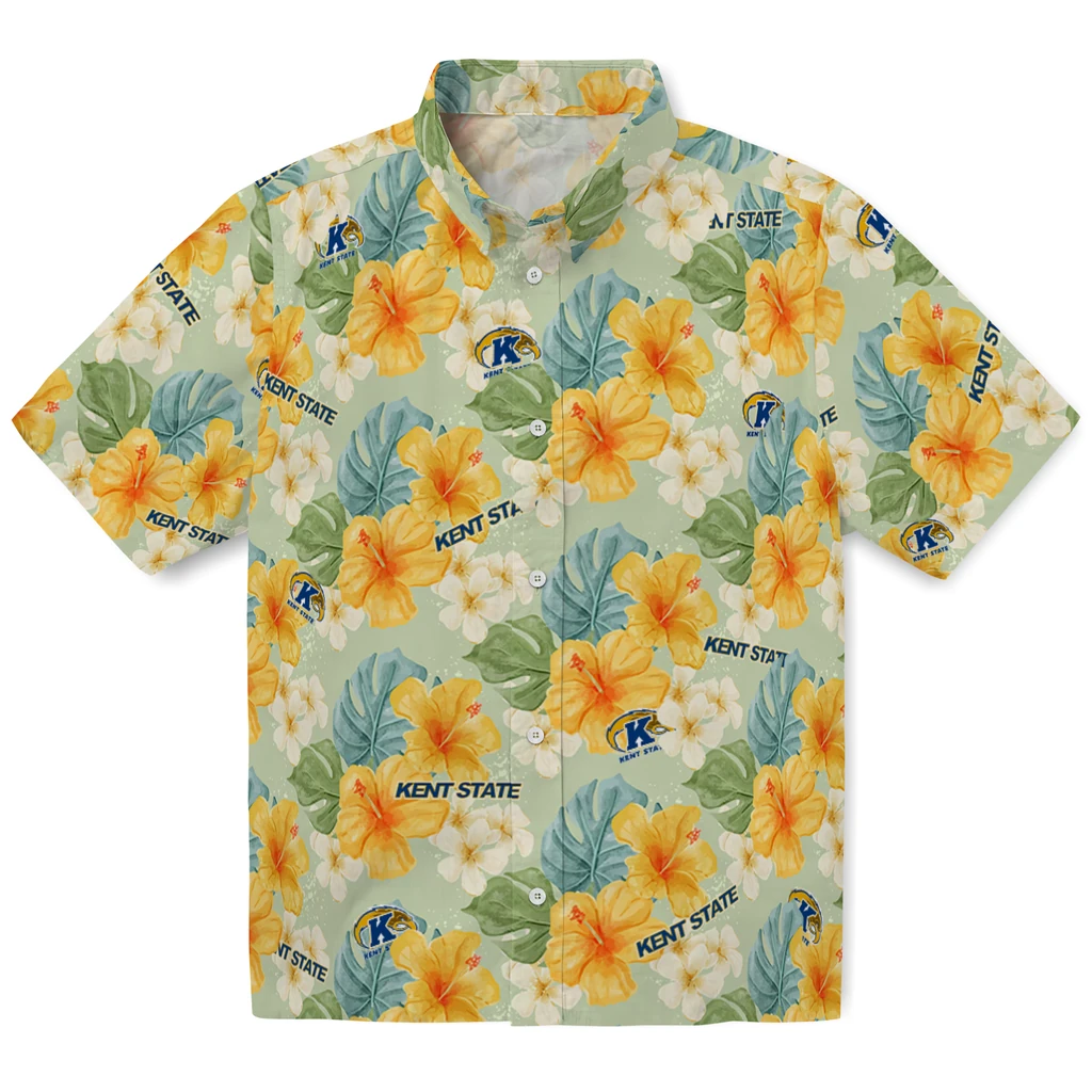 Kent State Golden Flashes Hawaiian Shirt - Hibiscus Mood kent state golden flashes hibiscus mood pale lime yellow hawaiian shirts best selling