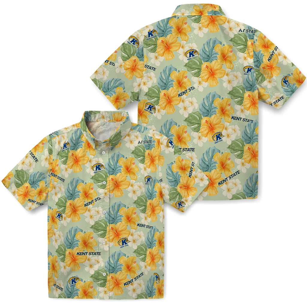 Kent State Golden Flashes Hawaiian Shirt - Hibiscus Mood kent state golden flashes hibiscus mood pale lime yellow hawaiian shirts high quality