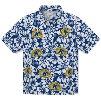 kent state golden flashes hibiscus motif navy blue white hawaiian shirts best selling