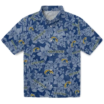 kent state golden flashes hibiscus oasis navy blue hawaiian shirts best selling