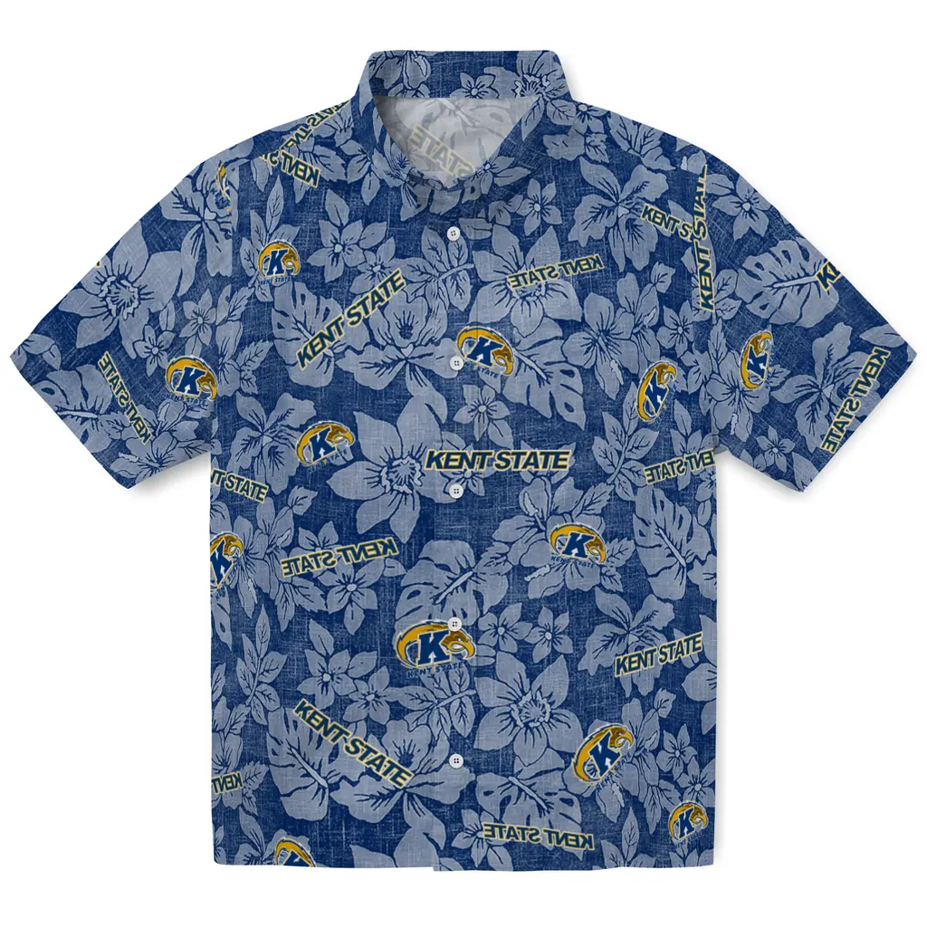Kent State Golden Flashes Hawaiian Shirt - Hibiscus Oasis kent state golden flashes hibiscus oasis navy blue hawaiian shirts best selling
