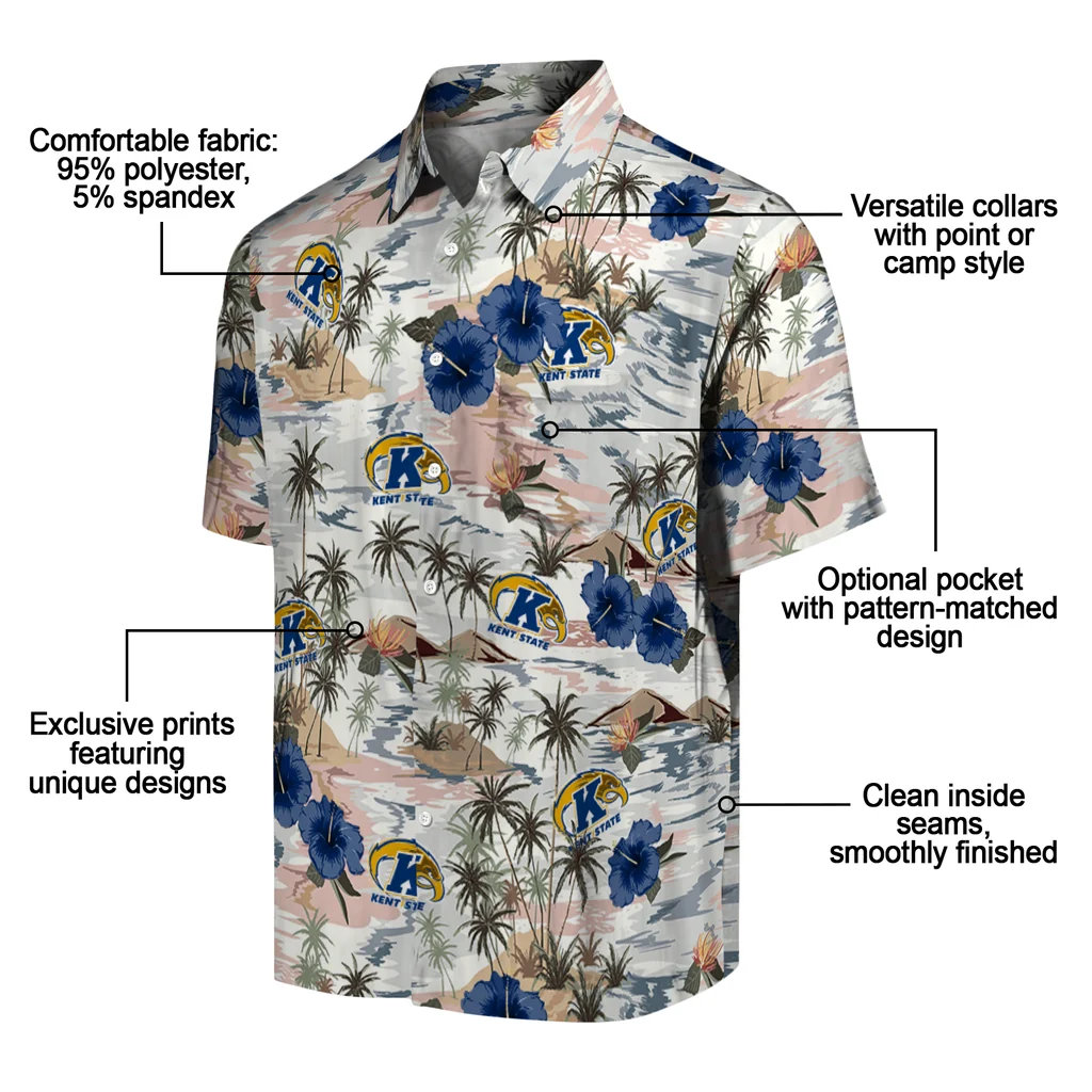 Kent State Golden Flashes Hawaiian Shirt - Hibiscus Seaside kent state golden flashes hibiscus seaside white hawaiian shirts new arrival