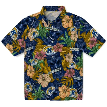 kent state golden flashes tiki jungle navy blue hawaiian shirts best selling