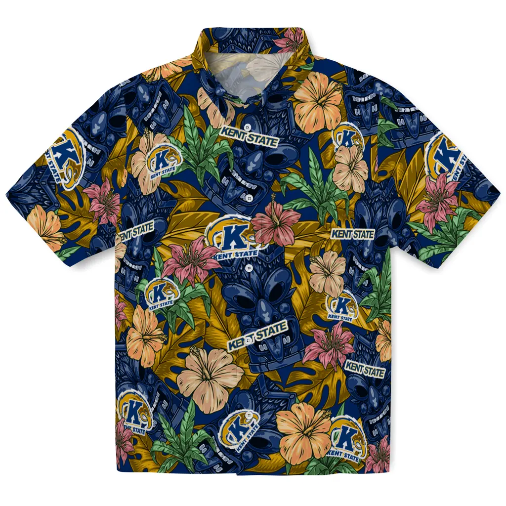 Kent State Golden Flashes Hawaiian Shirt - Hibiscus Tiki Jungle kent state golden flashes tiki jungle navy blue hawaiian shirts best selling