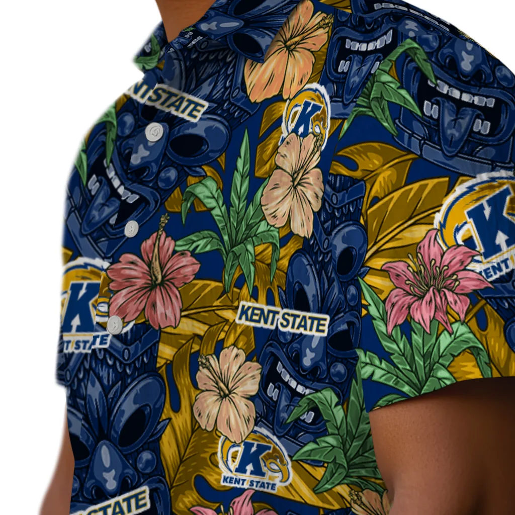 Kent State Golden Flashes Hawaiian Shirt - Hibiscus Tiki Jungle kent state golden flashes tiki jungle navy blue hawaiian shirts trendy