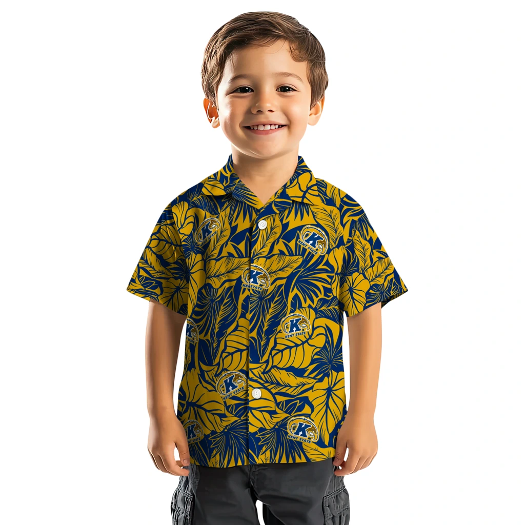 Kent State Golden Flashes Hawaiian Shirt - Monstera Layer kent state golden flashes monstera layer navy blue hawaiian shirts top rated