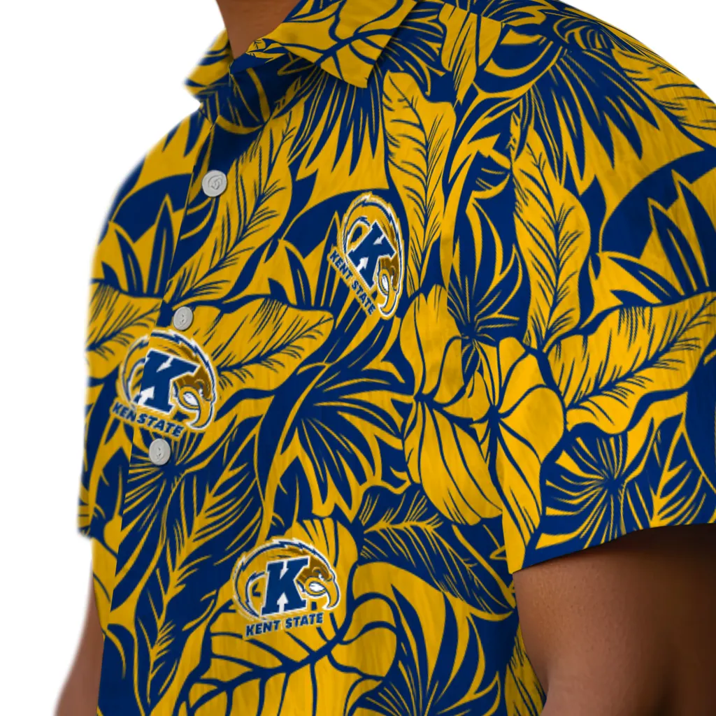 Kent State Golden Flashes Hawaiian Shirt - Monstera Layer kent state golden flashes monstera layer navy blue hawaiian shirts trendy